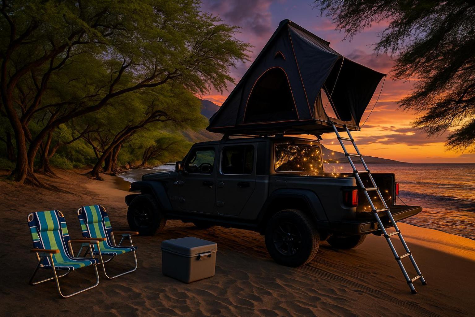 Embark On A Journey Through Maui With Aloha Glamp's Jeep And Rooftop Tent Allows To Discover Diverse Campgrounds, Unveiling The Island's Beauty From Unique Perspectives Each Day Luxury tent *